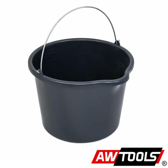 AWTOOLS AW23517 építőipari vödör (műanyag), kiöntővel, 16 L (fém füllel)