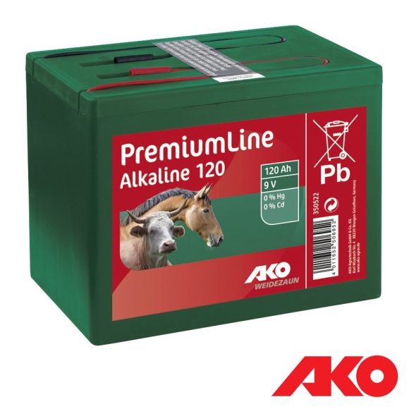 AKO PremiumLine Alkaline 350522 alkáli szárazelem, 9 V / 120 Ah (villanypásztor)