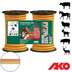   AKO EconomyLine 441565 villanypásztor szalag, 2x200 m, 10 mm