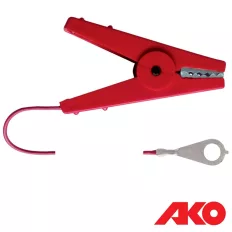   AKO 44605/011 földkábel, krokodilcsipesszel, csatlakozó saruval, 100 cm (villanypásztor)