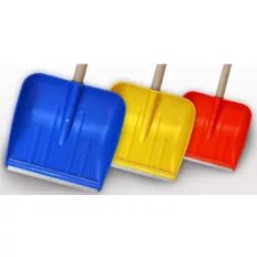   11719 színes hólapát (műanyag), rozsdamentes acél élvédővel, fanyéllel, 380 mm