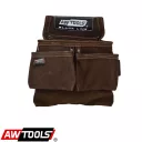 AWTools Black Line 30604 profi övtáska, velúr bőr - 29,5x26 cm (3 zseb)