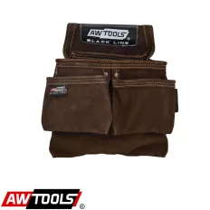   AWTools Black Line 30604 profi övtáska, velúr bőr - 29,5x26 cm (3 zseb)
