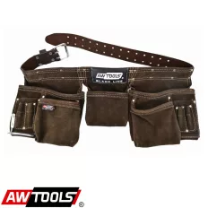   AWTools Black Line 30616BL profi övtáska derékövvel, velúr bőr (11 zseb)