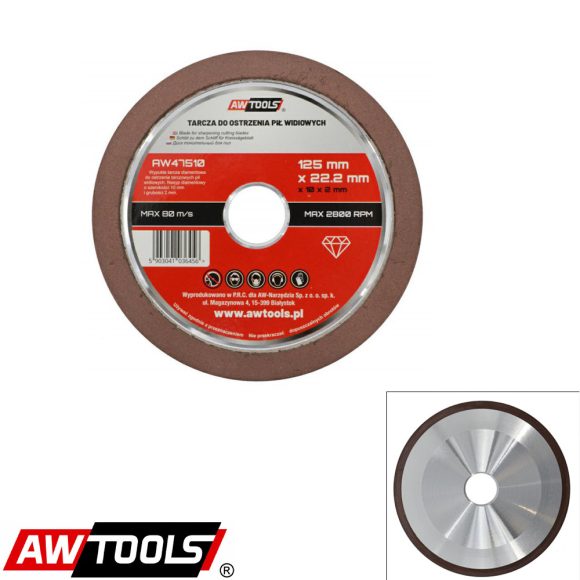 AWTOOLS AW47510 gyémánt élezőkorong 125x22,2 mm (vidia lapkákhoz, élekhez)