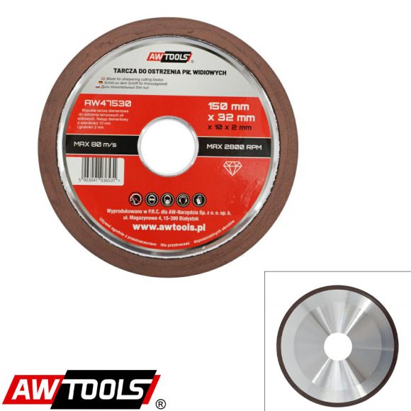 AWTOOLS AW47530 gyémánt élezőkorong 150x32 mm (vidia lapkákhoz, élekhez)