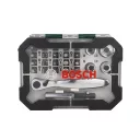 BOSCH 2607017392 bithegy készlet racsnis hajtószárral és sarokcsavarozó adapterrel 1/4" (27 részes)