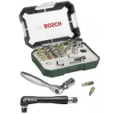 BOSCH 2607017392 bithegy készlet racsnis hajtószárral és sarokcsavarozó adapterrel 1/4" (27 részes)