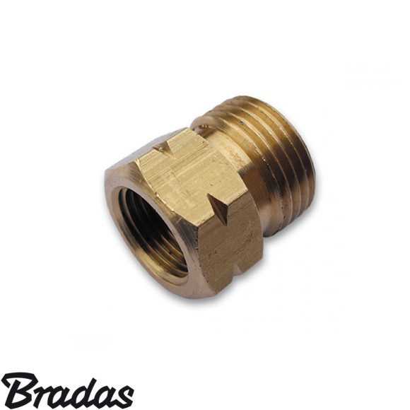 Bradas PRA2 csatlakozó adapter, sárgaréz - 3/8"L BM >>> W21,8 L KM