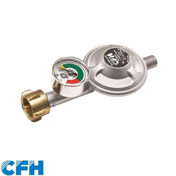 CFH DRF 428 PB gáz nyomáscsökkentő manométerrel 50 mbar - G1/4" LH kimenet (max 1,5 kg/h)