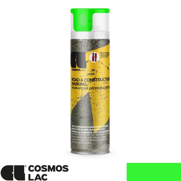 COSMOS LAC Road-Construction útburkolati és építési jelölőfesték spray, 593 fluor zöld - 500 ml