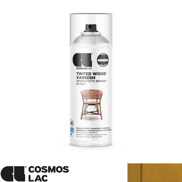 COSMOS LAC Tinted Wood Varnish félig áttetsző színezett faipari lakk spray, N603 walnut - 400 ml