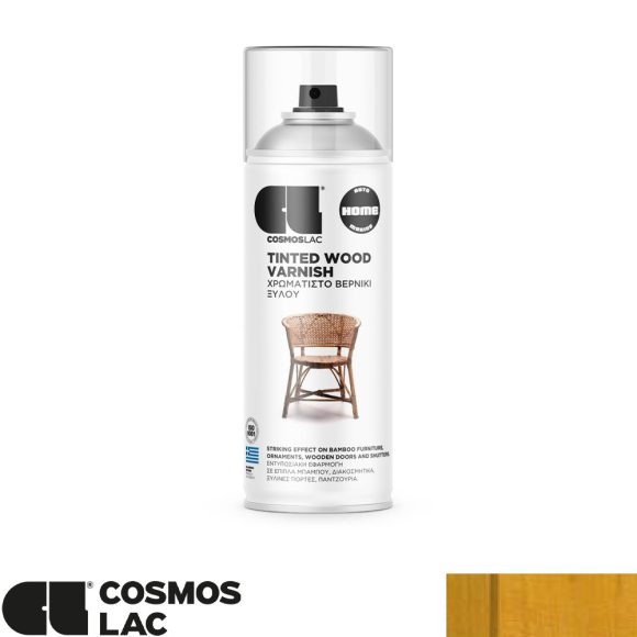 COSMOS LAC Tinted Wood Varnish félig áttetsző színezett faipari lakk spray, N604 oak - 400 ml