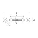 nyitott feszítőanya SZ-K M20 (DIN1480, horganyzott, szem-kampó véggel)