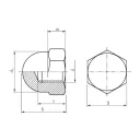 magas zárt anya M14 - 5 (DIN1587, horganyzott)
