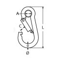 DIN 5299-A rugós karabíner szemmel 10x100 mm (DIN 5299A, horganyzott)
