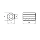 DIN6334 hatlapú toldóanya M12 - 5 (horganyzott, m=3d, SW19)