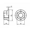 hatlapú peremes anya M12 - 8 (DIN6923, horganyzott, sima talp)