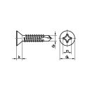 Süllyesztett fejű önfúró lemezcsavar, PH 6,3x25 (DIN 7504-O, horganyzott)