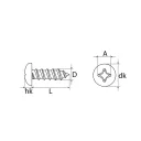 D-fejű lemezcsavar, PH 2,9x19 (DIN 7981-C, horganyzott)