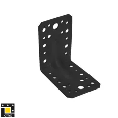   DMX KP1 erősített derékszögű szöglemez, 90x90x65 mm (2,5 mm vtg, fekete)