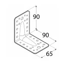 DMX KP1 erősített derékszögű szöglemez, 90x90x65 mm (2,5 mm vtg, fekete)