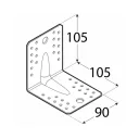 DMX KP2 erősített derékszögű szöglemez, 105x105x90 mm (2,5 mm vtg, sárg. horganyzott)