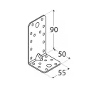 DMX KP3 erősített derékszögű szöglemez, 90x50x55 mm (2,5 mm vtg, horganyzott)