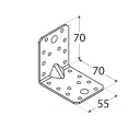 DMX KP4 erősített derékszögű szöglemez, 70x70x55 mm (2,5 mm vtg, sárg.horganyzott)