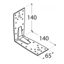 DMX KP5 erősített derékszögű szöglemez, 140x140x65 mm (2,5 mm vtg, horganyzott)