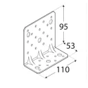 DMX KPK13 erősített derékszögű szöglemez, 95x53x110 mm (2,5 mm vtg, horganyzott)