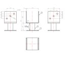 DMX PMFU100 erősített fix talpas oszloptalp, lefúrható, 101x100 mm (horganyzott)