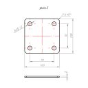 DMX PMFU100 erősített fix talpas oszloptalp, lefúrható, 101x100 mm (horganyzott)