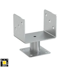  DMX PMFU140 erősített fix talpas oszloptalp, lefúrható, 141x100 mm (horganyzott)