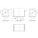 DMX PMFU160 erősített fix talpas oszloptalp, lefúrható, 162x100 mm (horganyzott)