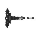 DMX ZBZ 100 díszes lakatpánt, (35+100)x130 mm (2,0 mm vtg, fekete porfestett felület)