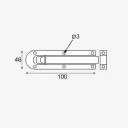 DMX WZD 100 tolózár ütközővel, fekete - 100x46 mm