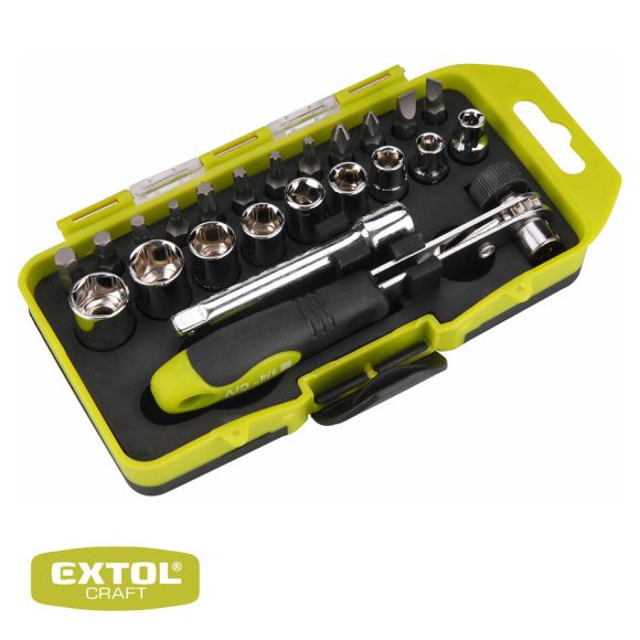 Extol Craft 53090 dugókulcs és bit készlet (CrV), 23 db-os