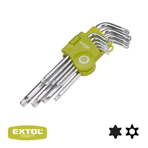 Extol Craft 66011 hosszított torx - lyukas torx kulcs készlet T10-T50, CrV - 9 db