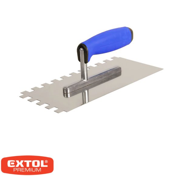 Extol 84660 glettvas gumírozott nyéllel (rozsdamentes acél) 270x130mm - fogazott 10x10mm