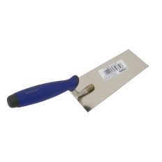   84665 trapéz kőműves kanál (berni típusú) (rozsdamentes acél) gumírozott nyéllel, 140mm