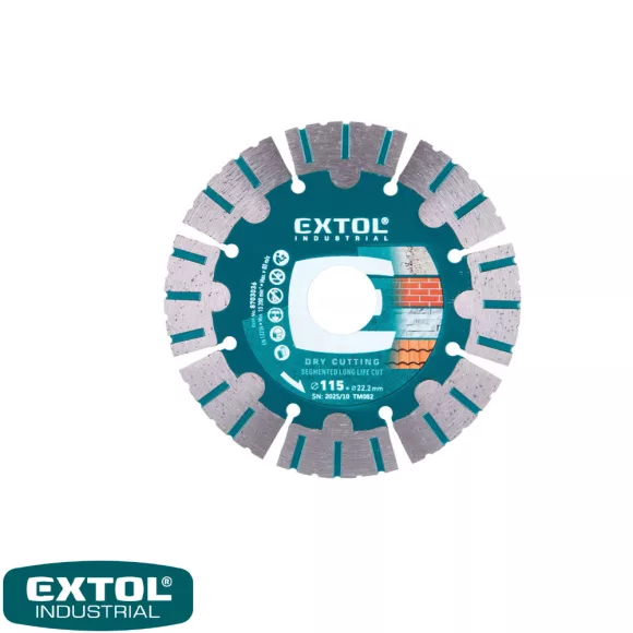 Extol Industrial 8703036 Long Life Cut univerzális gyémánttárcsa, szegmentált (beton, gránit, tégla) - 115x22,2 mm