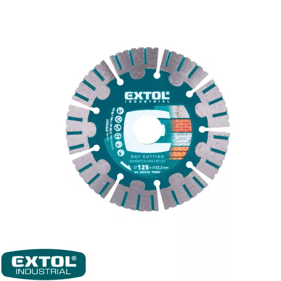 Extol Industrial 8703037 Long Life Cut univerzális gyémánttárcsa, szegmentált (beton, gránit, tégla) - 125x22,2 mm