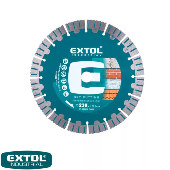 Extol Industrial 8703038 Long Life Cut univerzális gyémánttárcsa, szegmentált (beton, gránit, tégla) - 230x22,2 mm