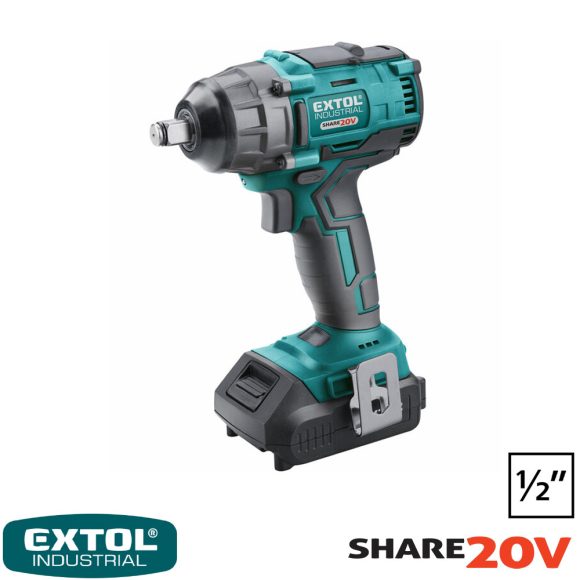 Extol Industrial 8791810 akkus ütvecsavarozó 1/2", Share 20V Li-ion - max 250 Nm (akkuval, töltővel)