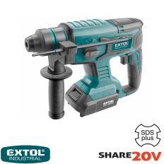   Extol Industrial 8791818 SDS-Plus akkus fúró-vésőkalapács 1,7J - Share20V Li-Ion (2Ah akkuval, töltővel)
