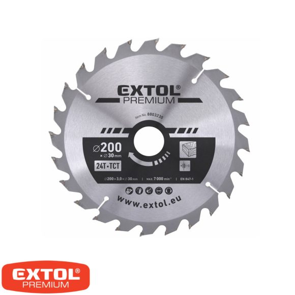 Extol Premium 8803230 körfűrészlap, keményfémlapkás (fához), Ø 200x30 mm - 24T (3.2/2.2 mm vtg)