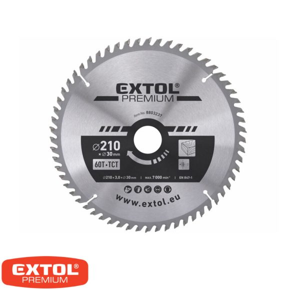 Extol Premium 8803237 körfűrészlap, keményfémlapkás (fához), Ø 210x30 mm - 60T (3.2/2.2 mm vtg)