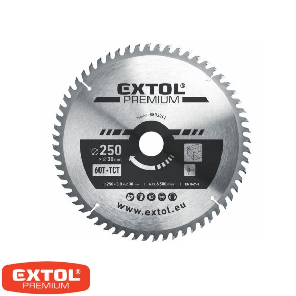 Extol Premium 8803242 körfűrészlap, keményfémlapkás (fához), Ø 250x30 mm - 60T (3.2/2.2 mm vtg)