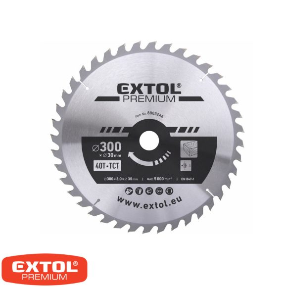 Extol Premium 8803246 körfűrészlap, keményfémlapkás (fához), Ø 300x30 mm - 40T (3.2/2.2 mm vtg)